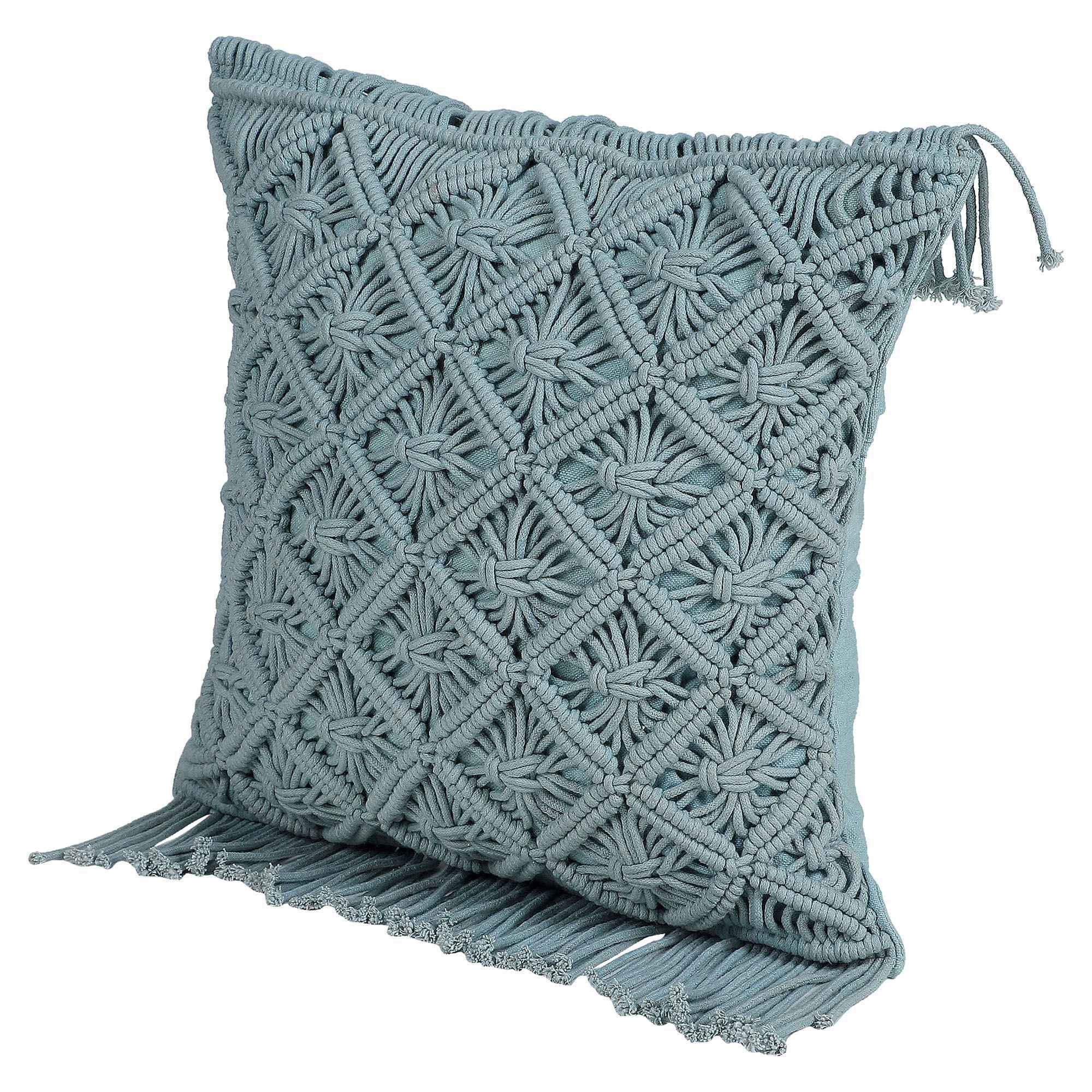 Kaahira Macrame Cushion Cover Blue