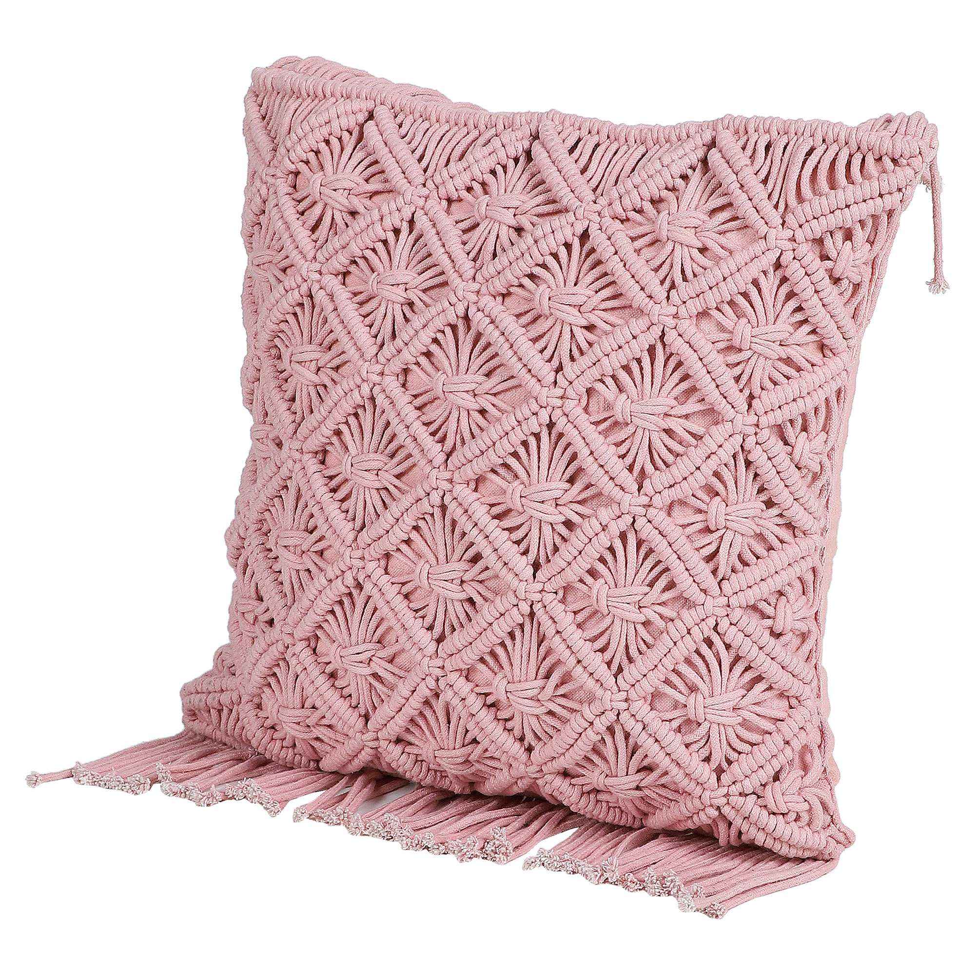 Kaahira Macrame Cushion Cover Pink