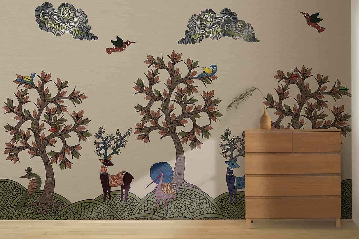 Gond Gond Art-Deer Birds Trees and Life 