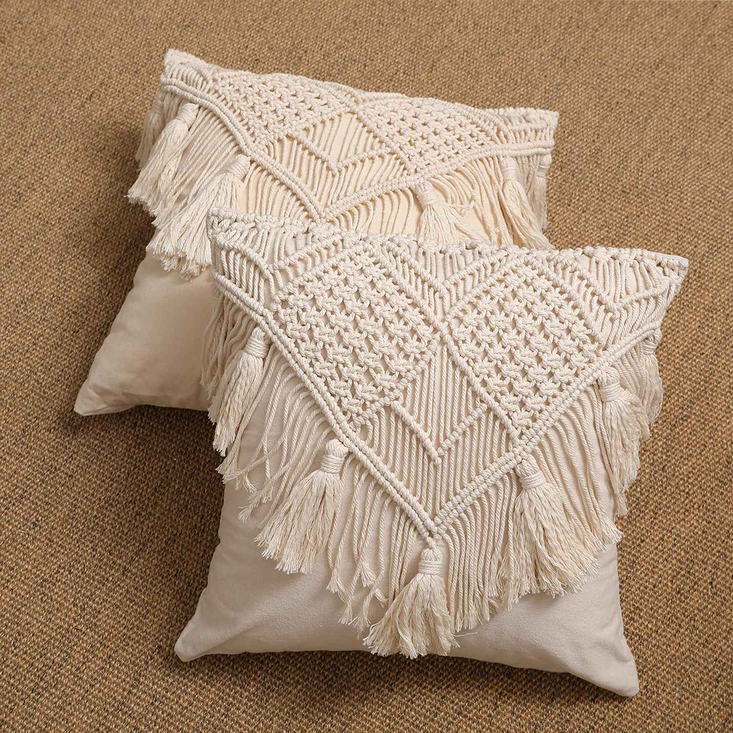 Kaahira Macrame Cushion Cover White