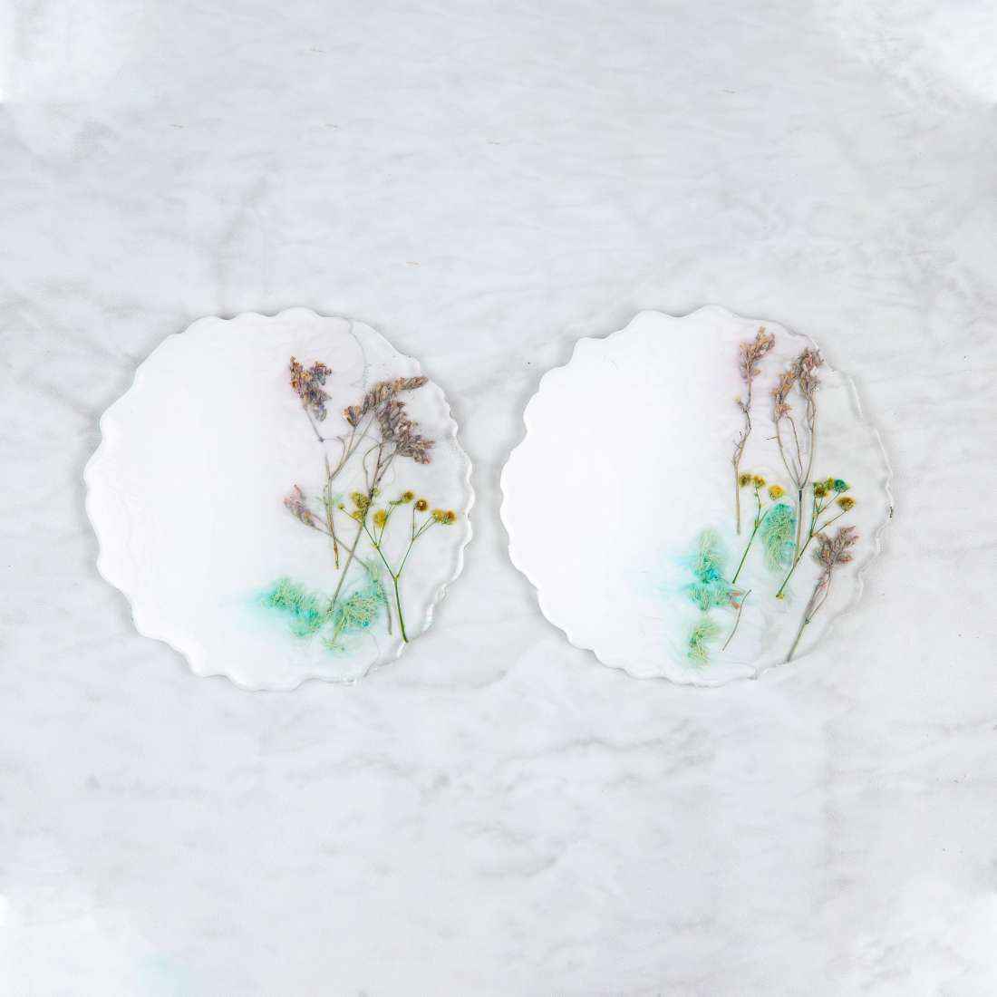 Verde Aesthetic Resin Art Round Coasters