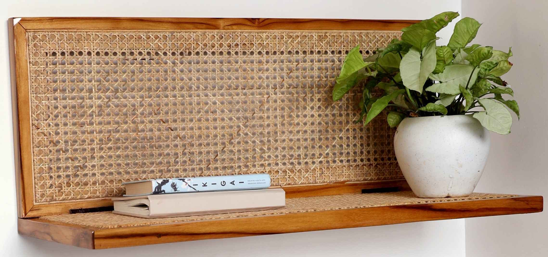 Rattan wall shelves