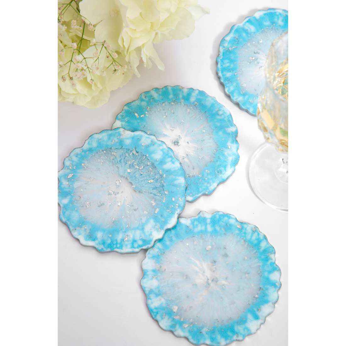 Iris Aesthetic Resin Art Round Coasters