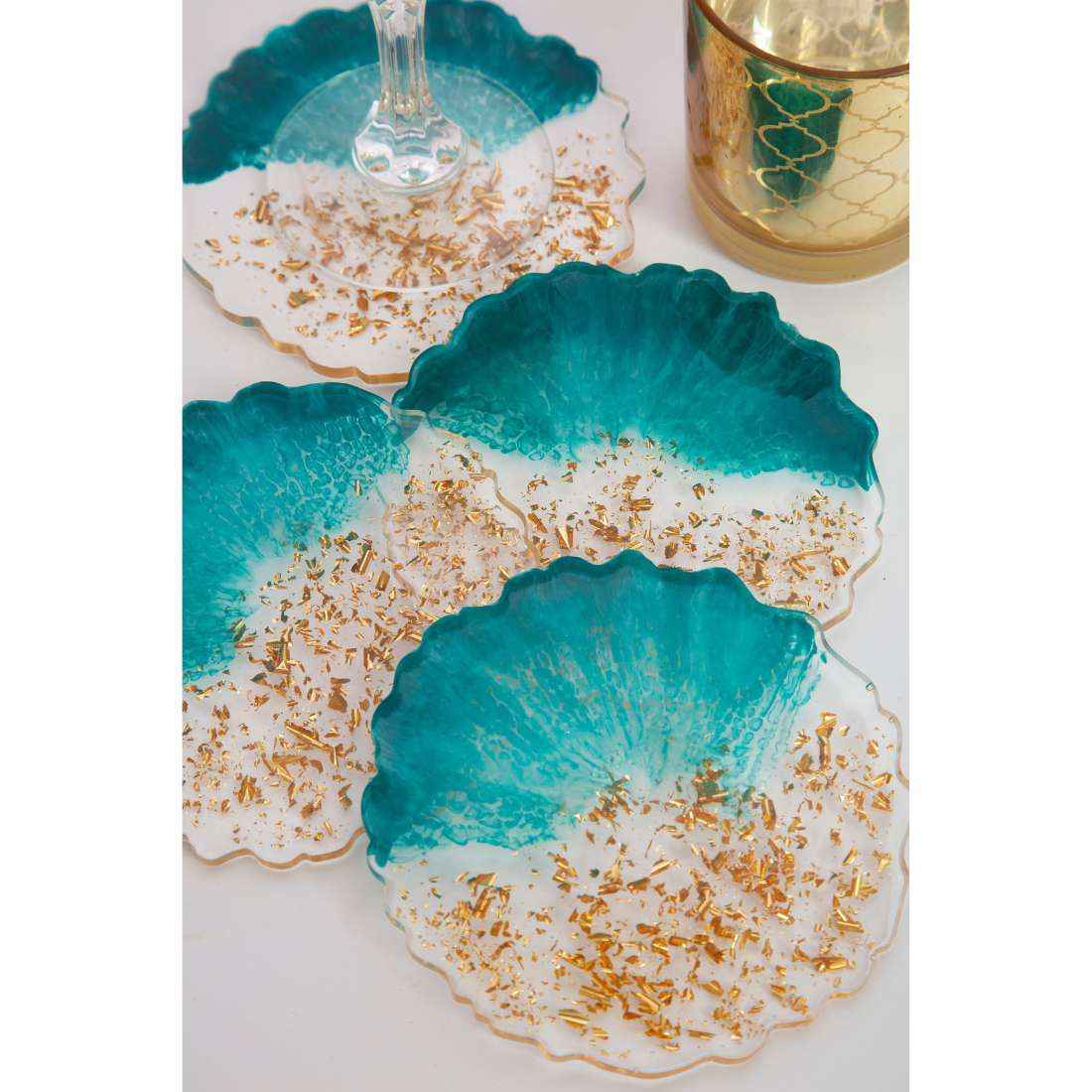 Pine Aesthetic Resin Art Round Coasters