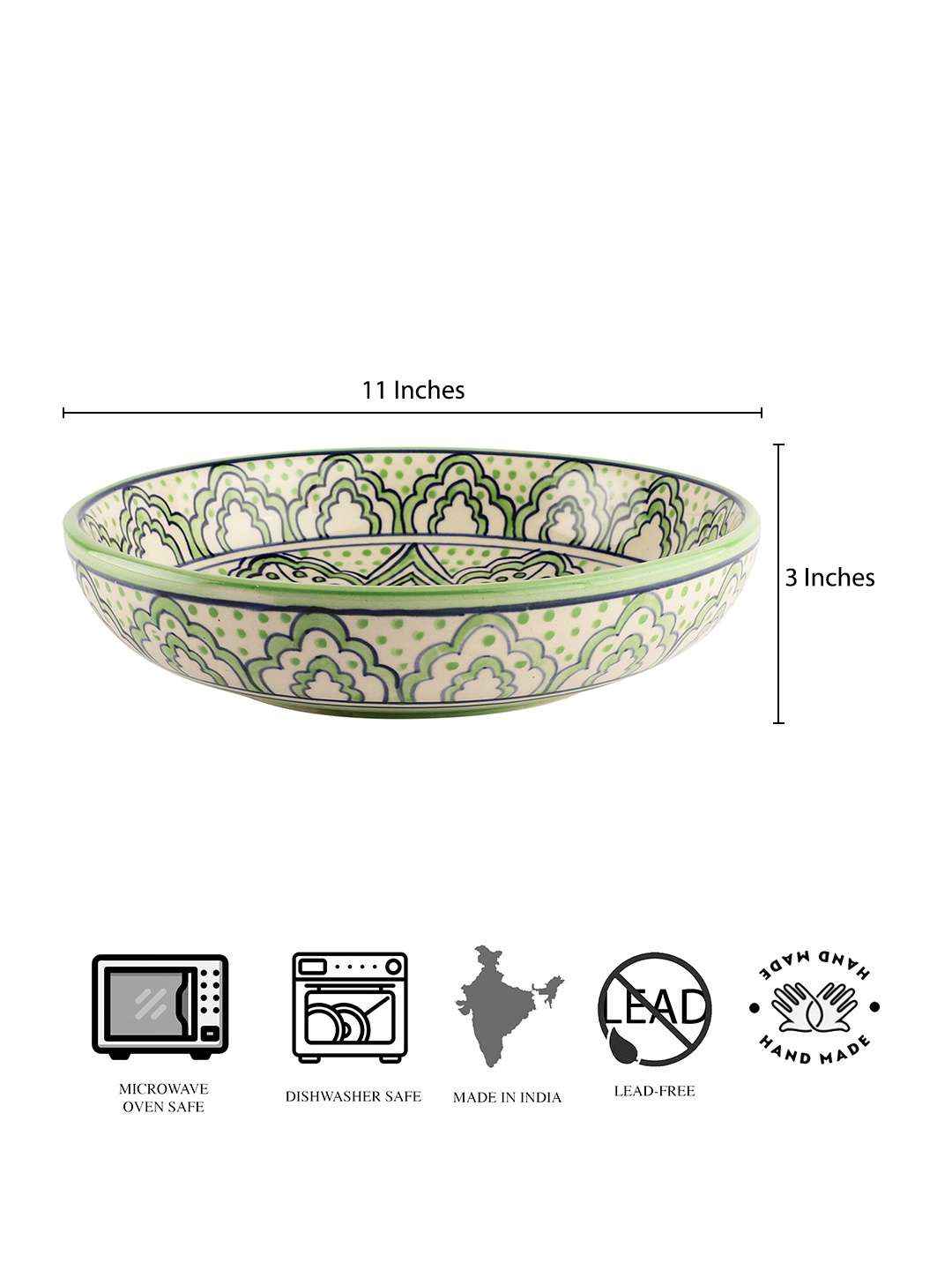 Handcrafted & Handpainted Floral Galzed Ceramic Thali Platter