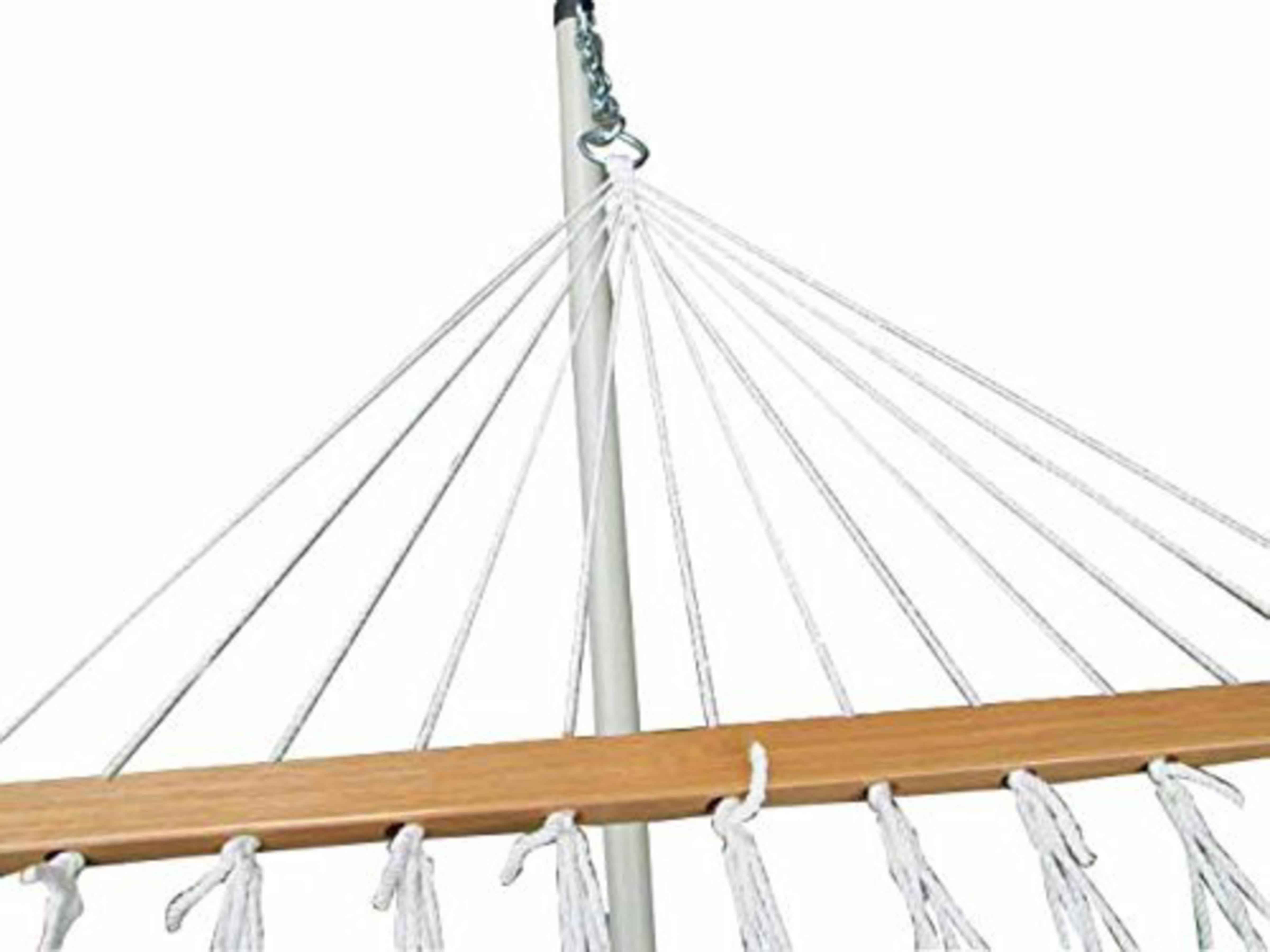 Hangit Outdoor UV Resistant White Rope Hammock with Steel Stand