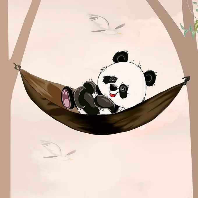 Cute Panda on Hammock Wallpaper for Kids Room Wall