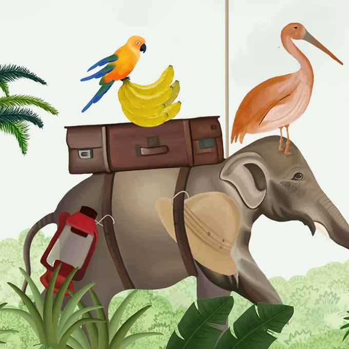 Jungle Class Room with Animals Wallpaper