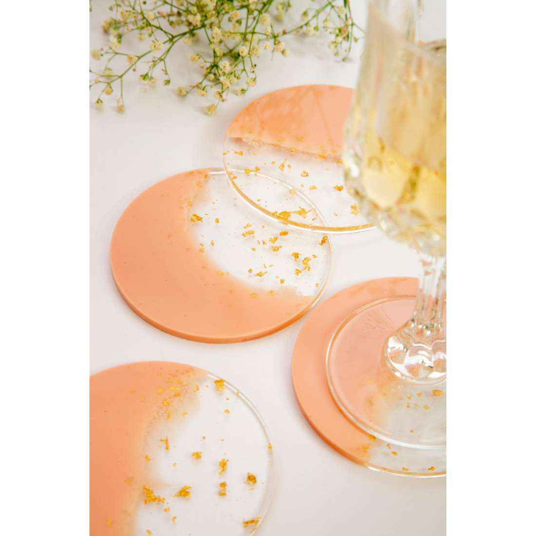 Blush Aesthetic Resin Art Round Coasters