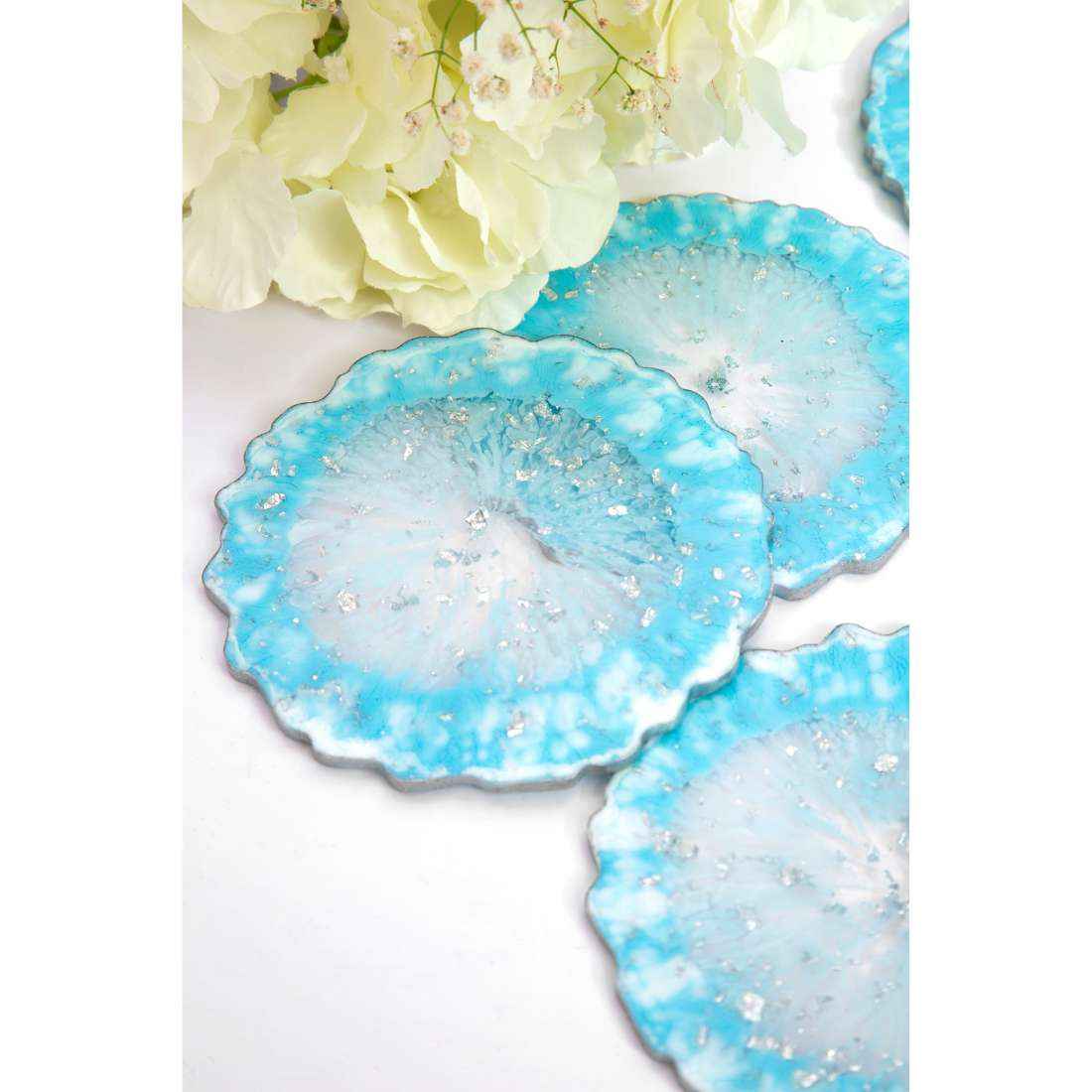 Celeste Aesthetic Resin Art Round Coasters