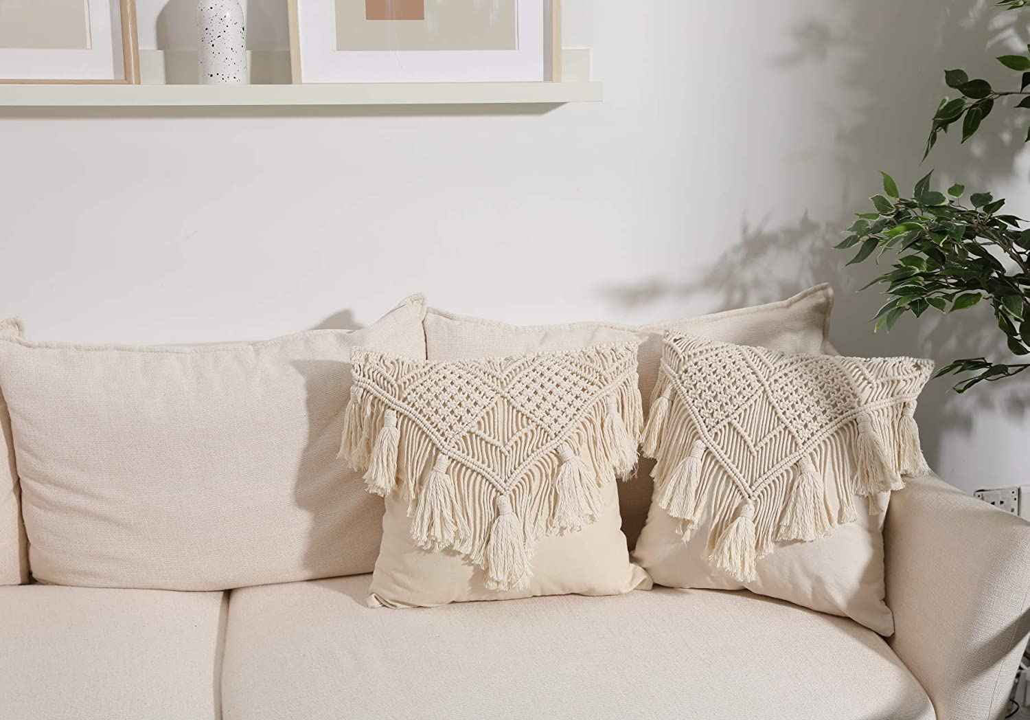 Kaahira Macrame Cushion Cover White