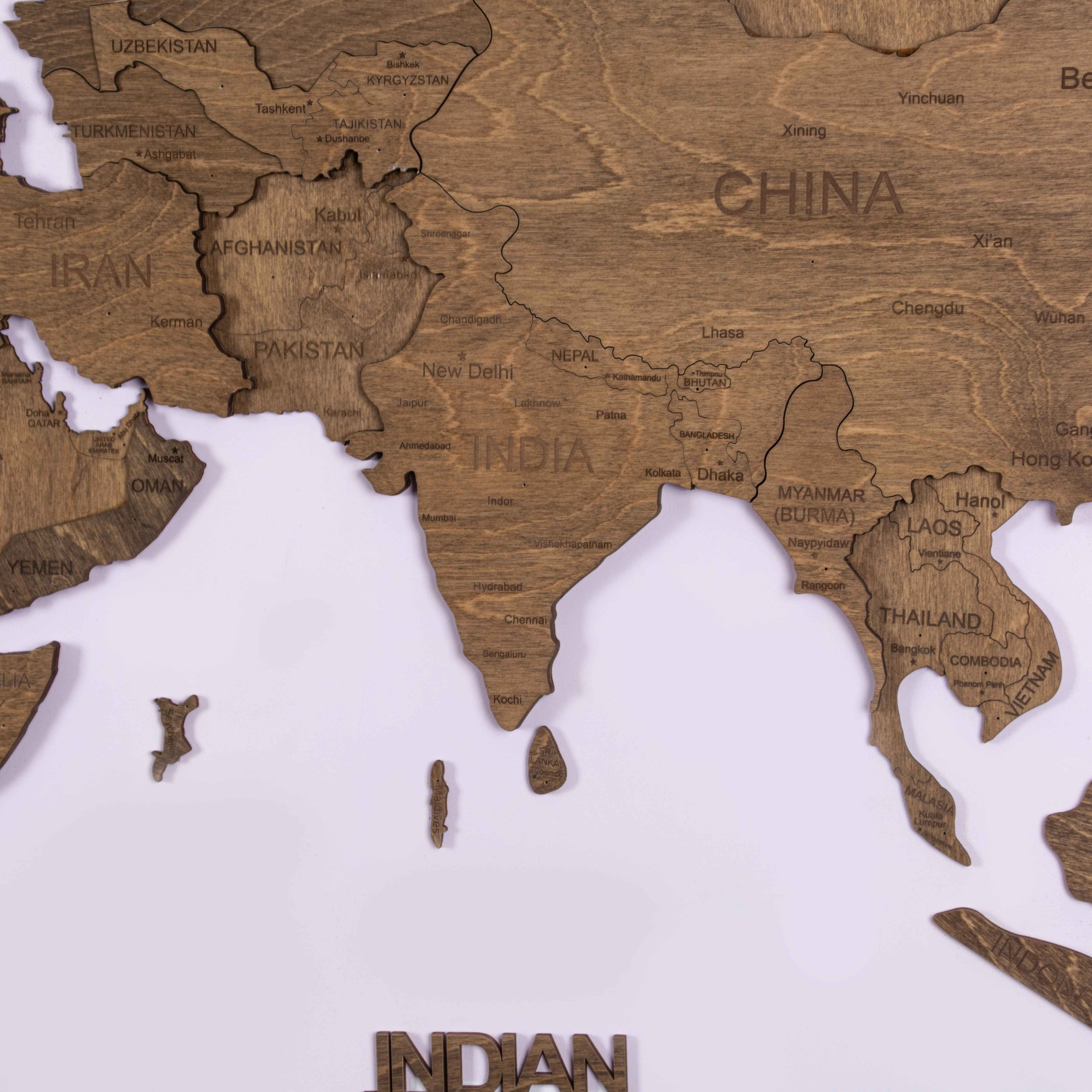 3D Wooden World Map