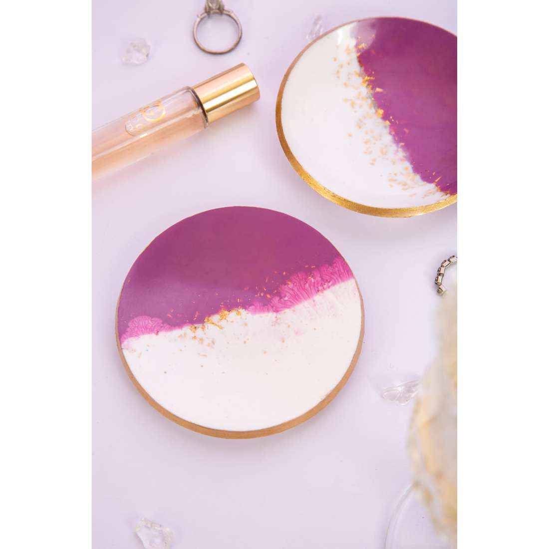 Mauve Trinket Aesthetic Resin Art Jewellery Bowl