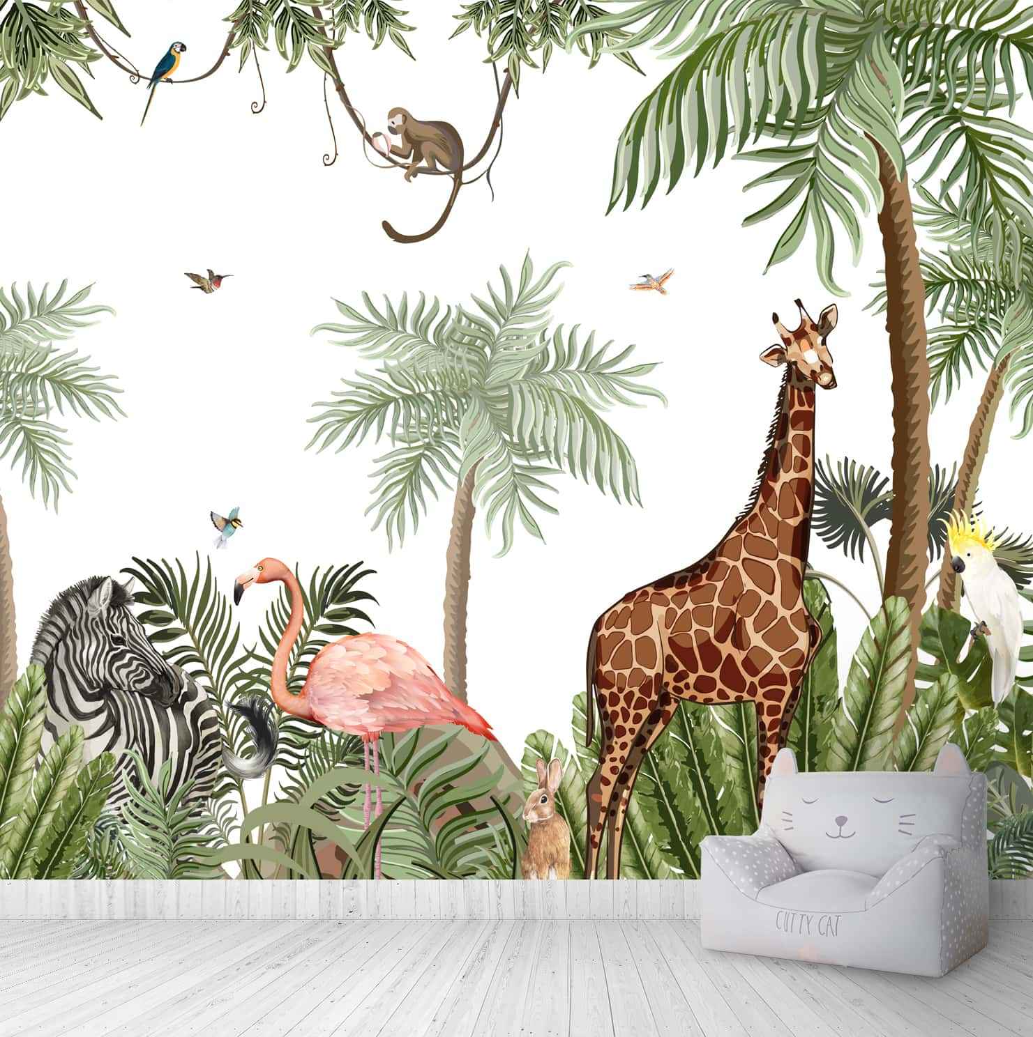 Jungle Theme Kids Room Wallpaper