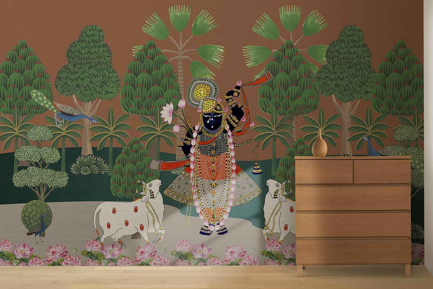 Krishna & Cows with lotuses