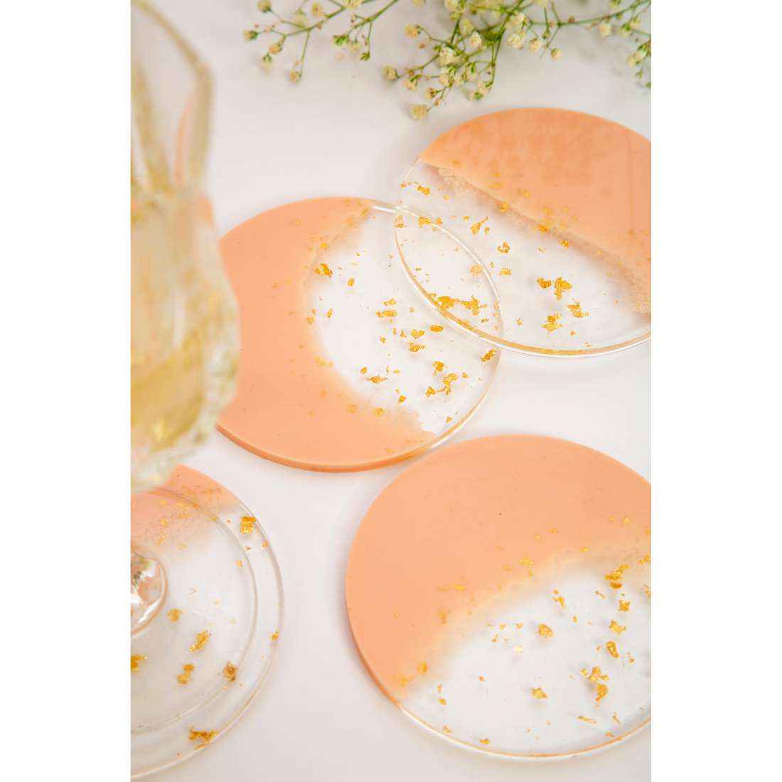 Blush Aesthetic Resin Art Round Coasters