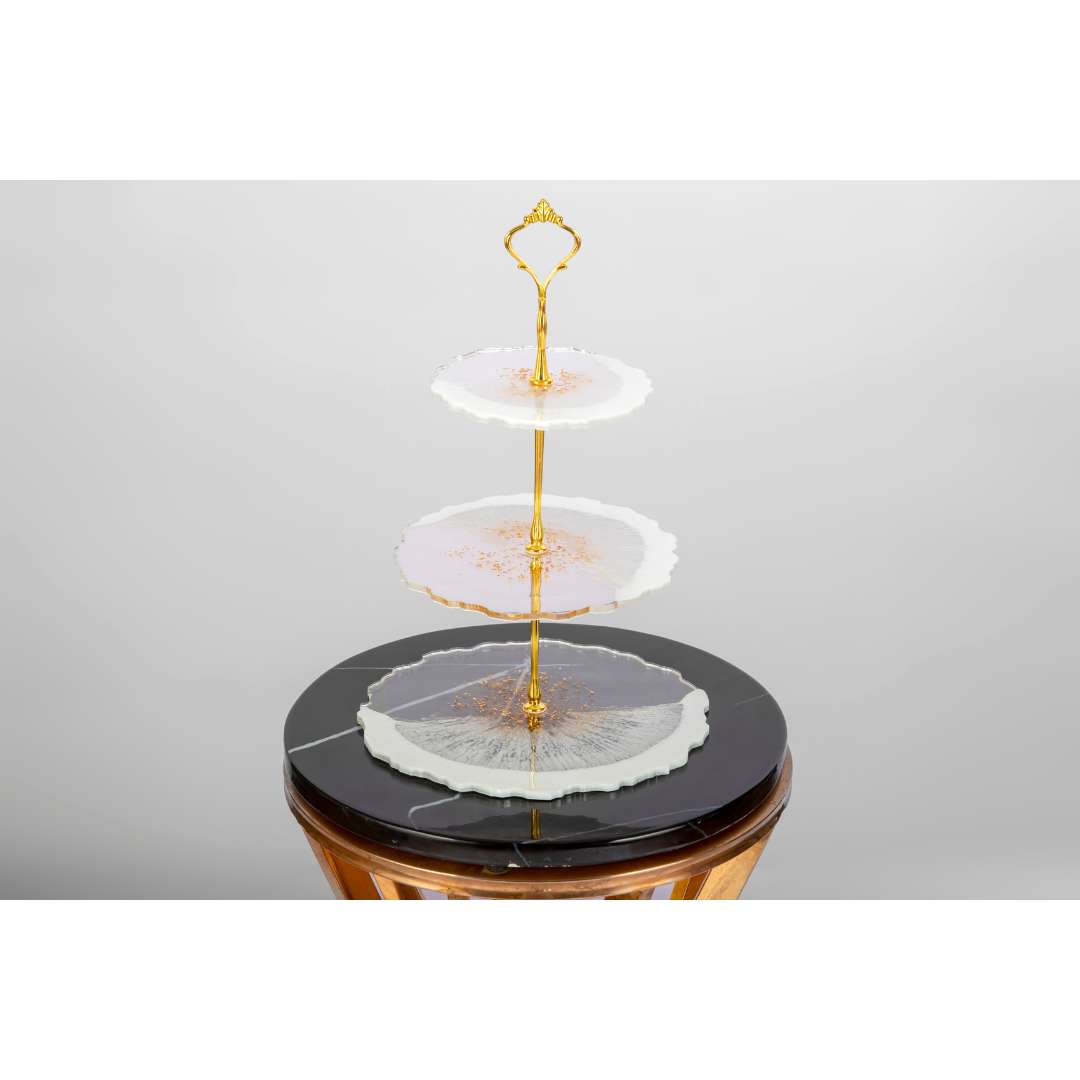 HN HUES Fleuron Resin 3 Tier Cake Stand