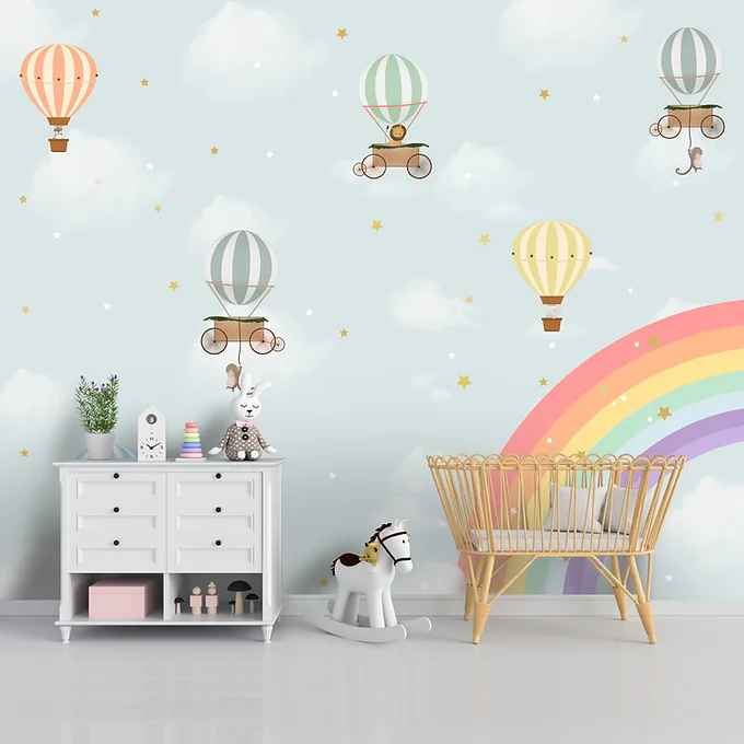 Rainbow & Hot Air Balloons Theme Children Room Wall Designs