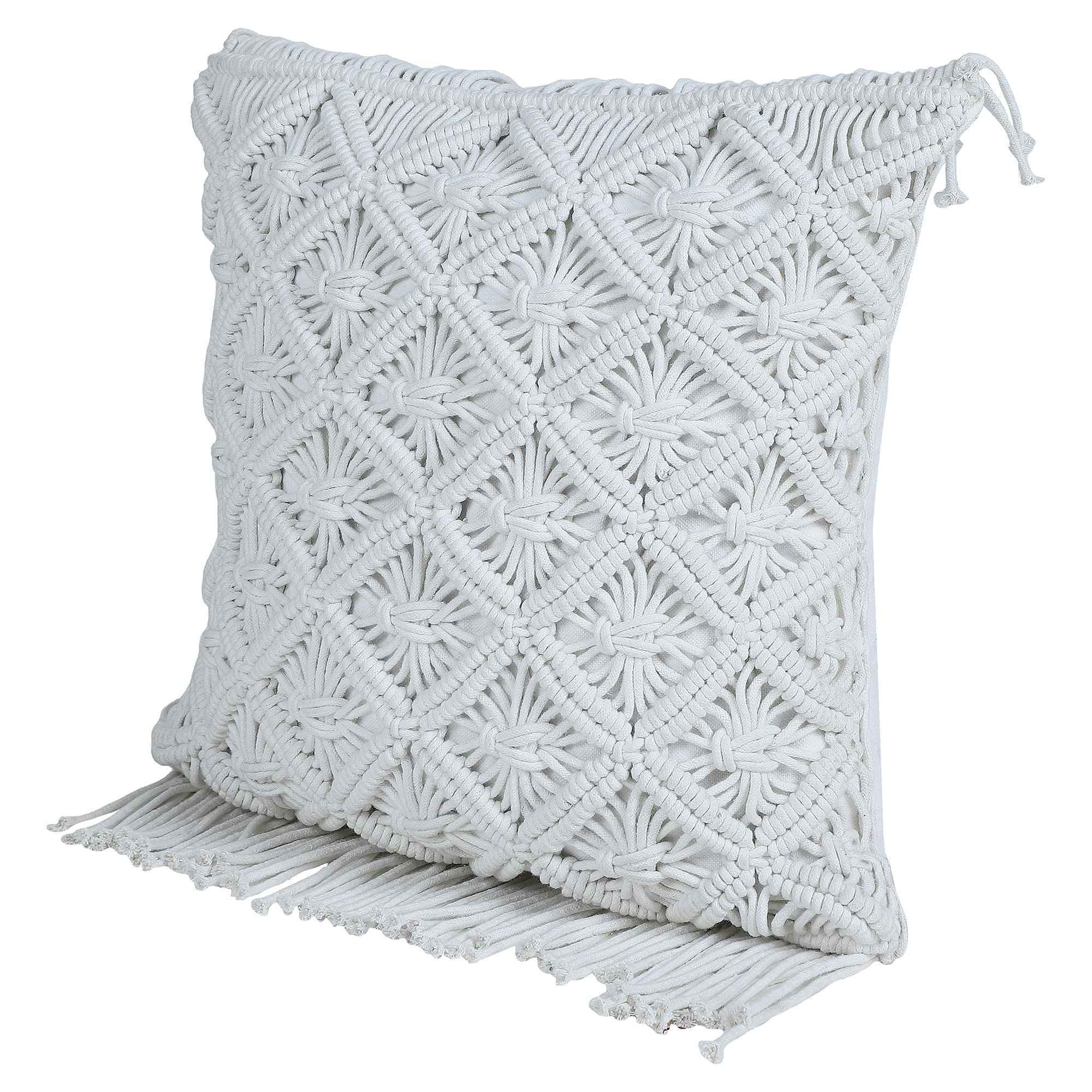 Kaahira Macrame Cushion Cover White