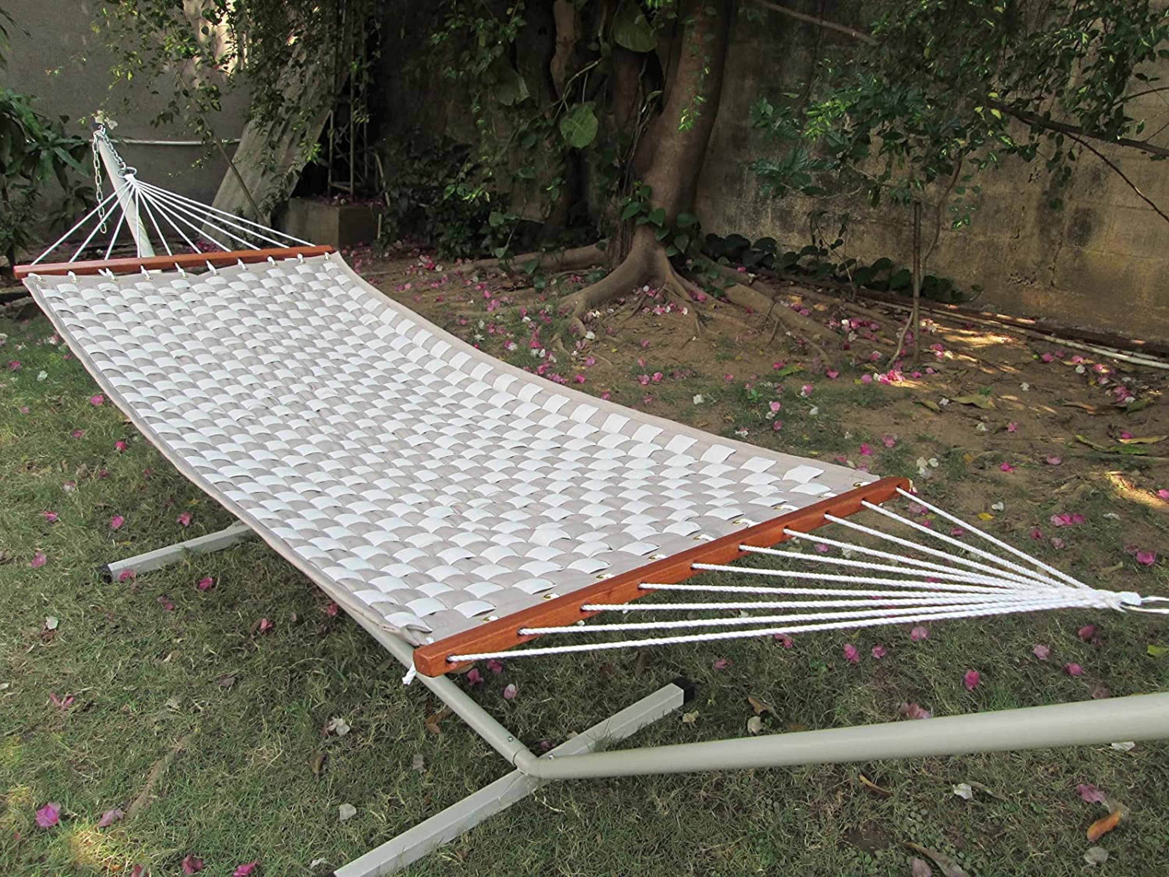 Hangit Tan & Flax Soft Comb Hammock with Steel Hammock Stand