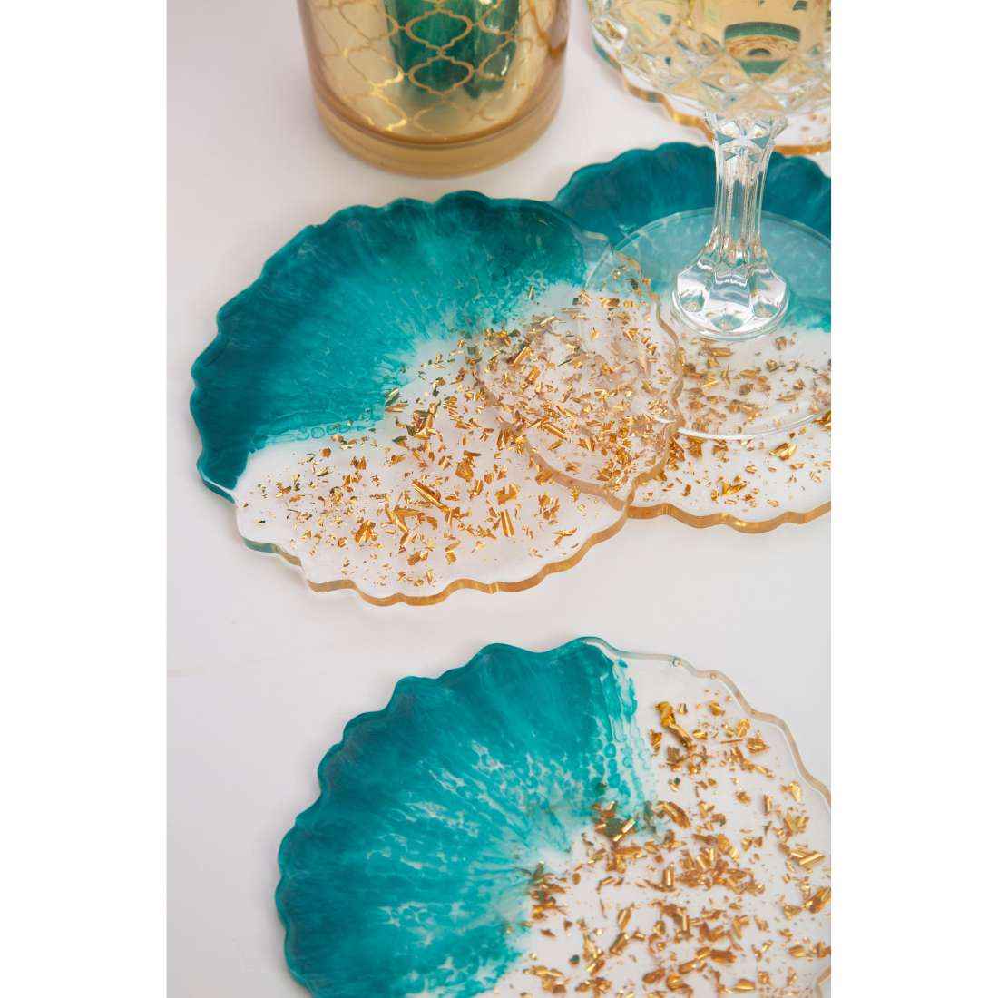 Pine Aesthetic Resin Art Round Coasters