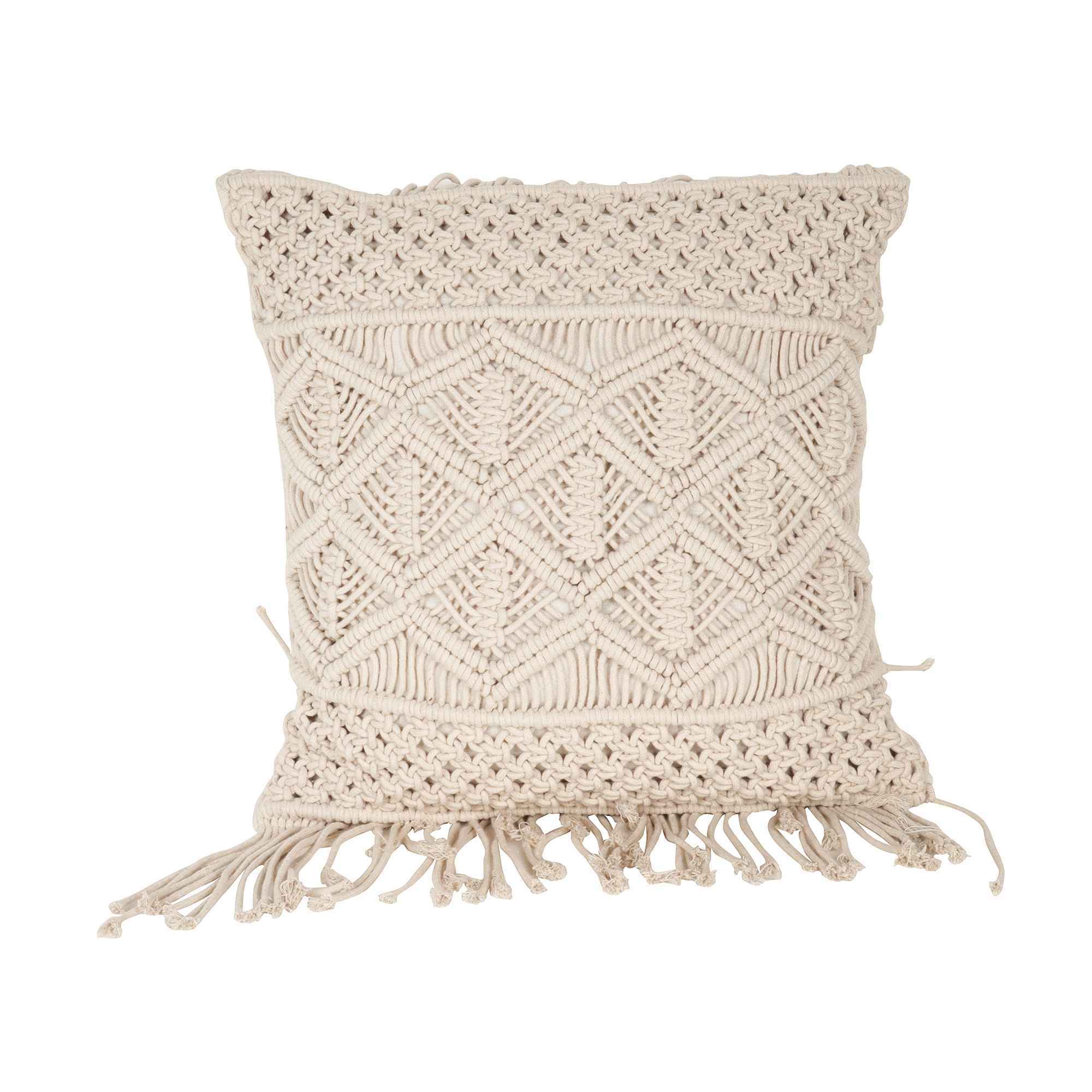 Kaahira Macrame Cushion Cover White