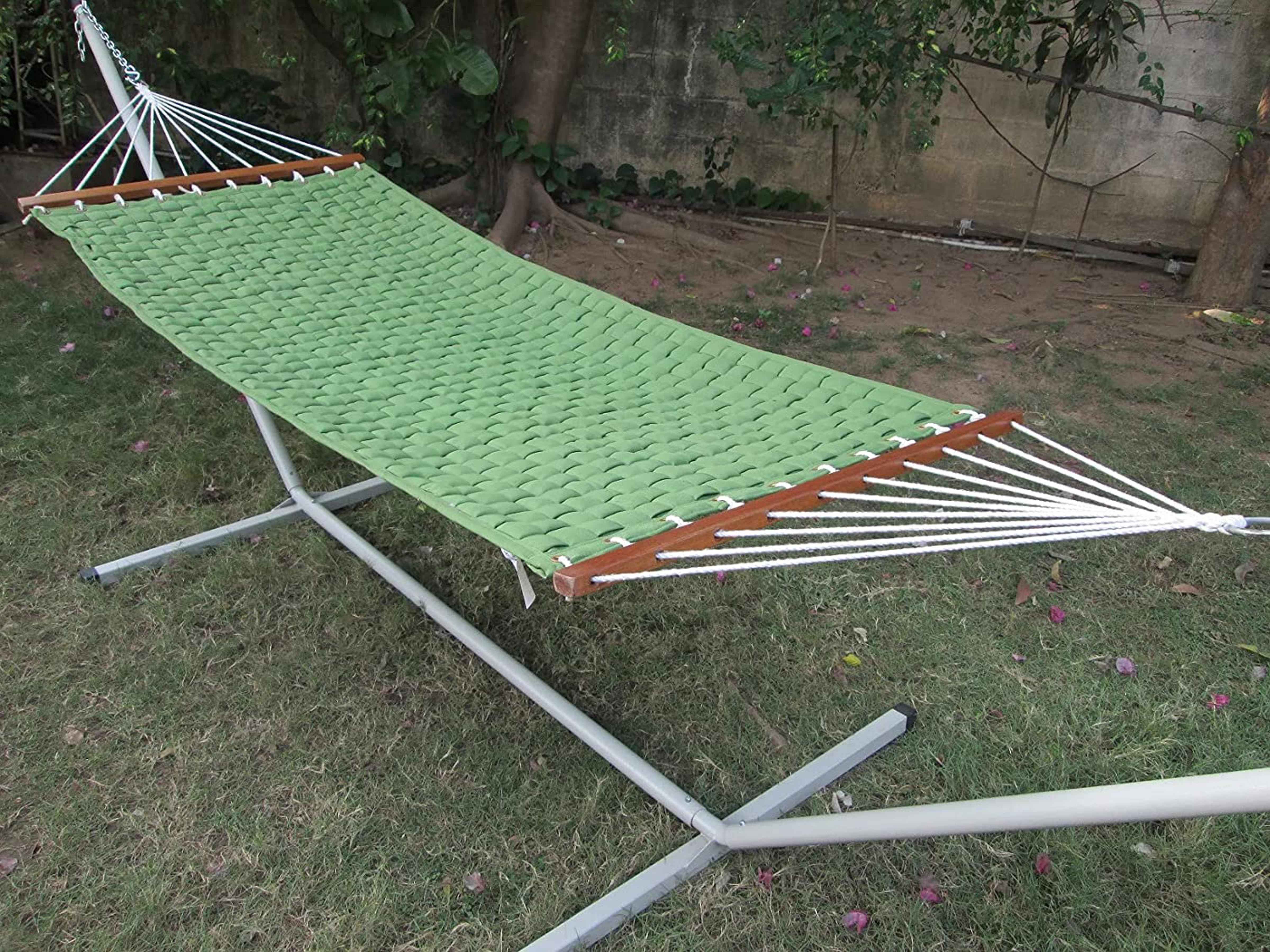 Hangit Green Soft Comb Hammock with Steel Hammock Stand