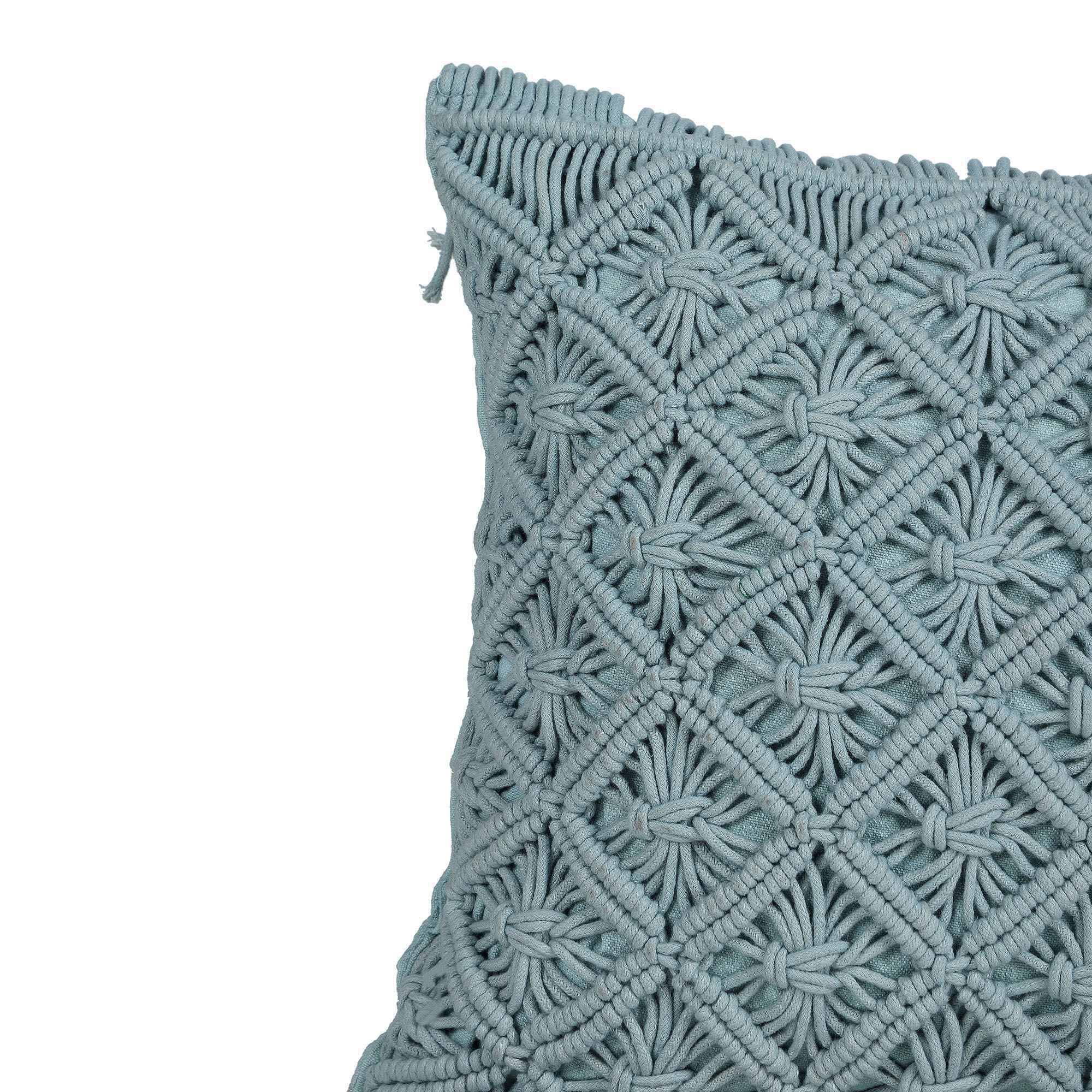 Kaahira Macrame Cushion Cover Blue