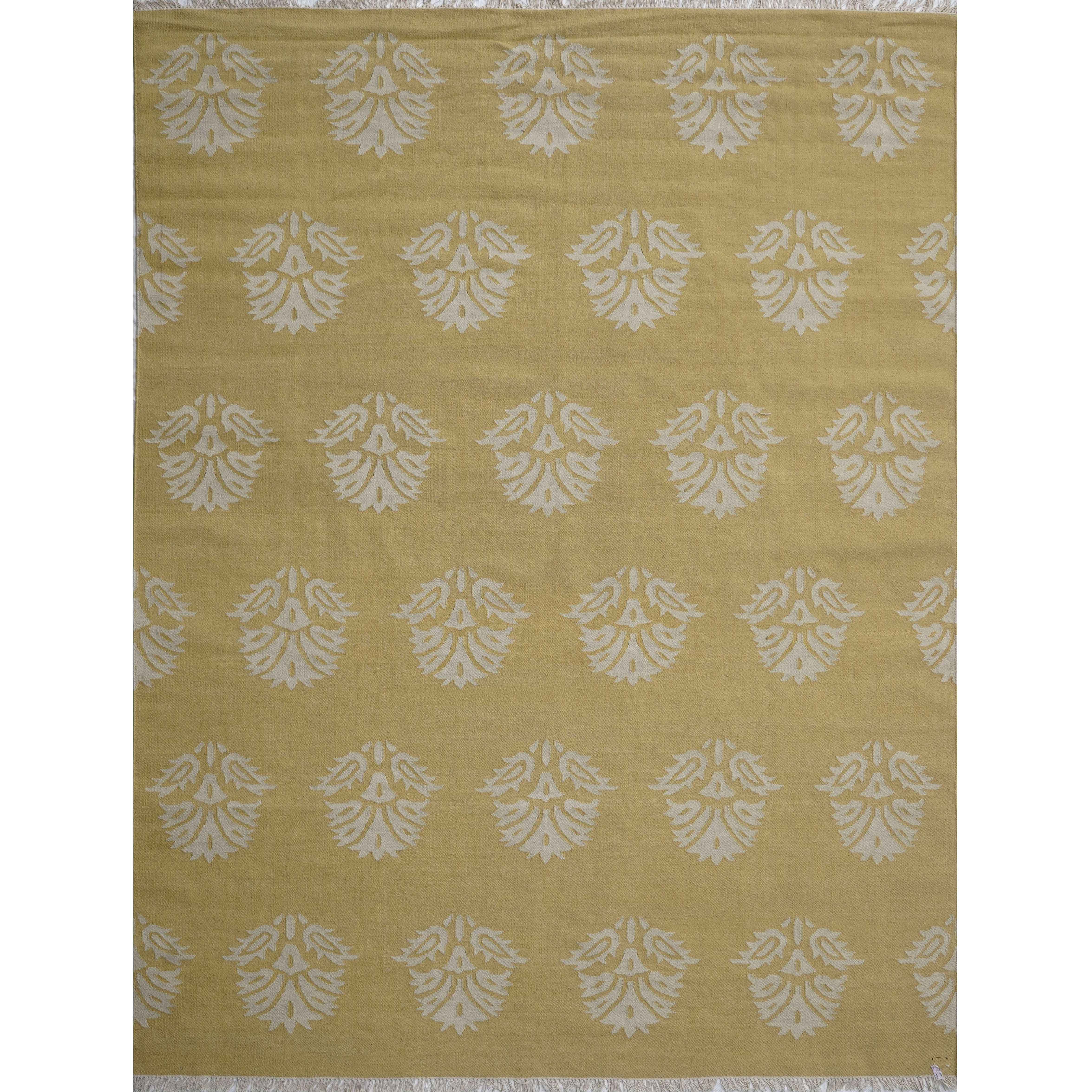 CREAM GREEN LEAF PATTERN RUG