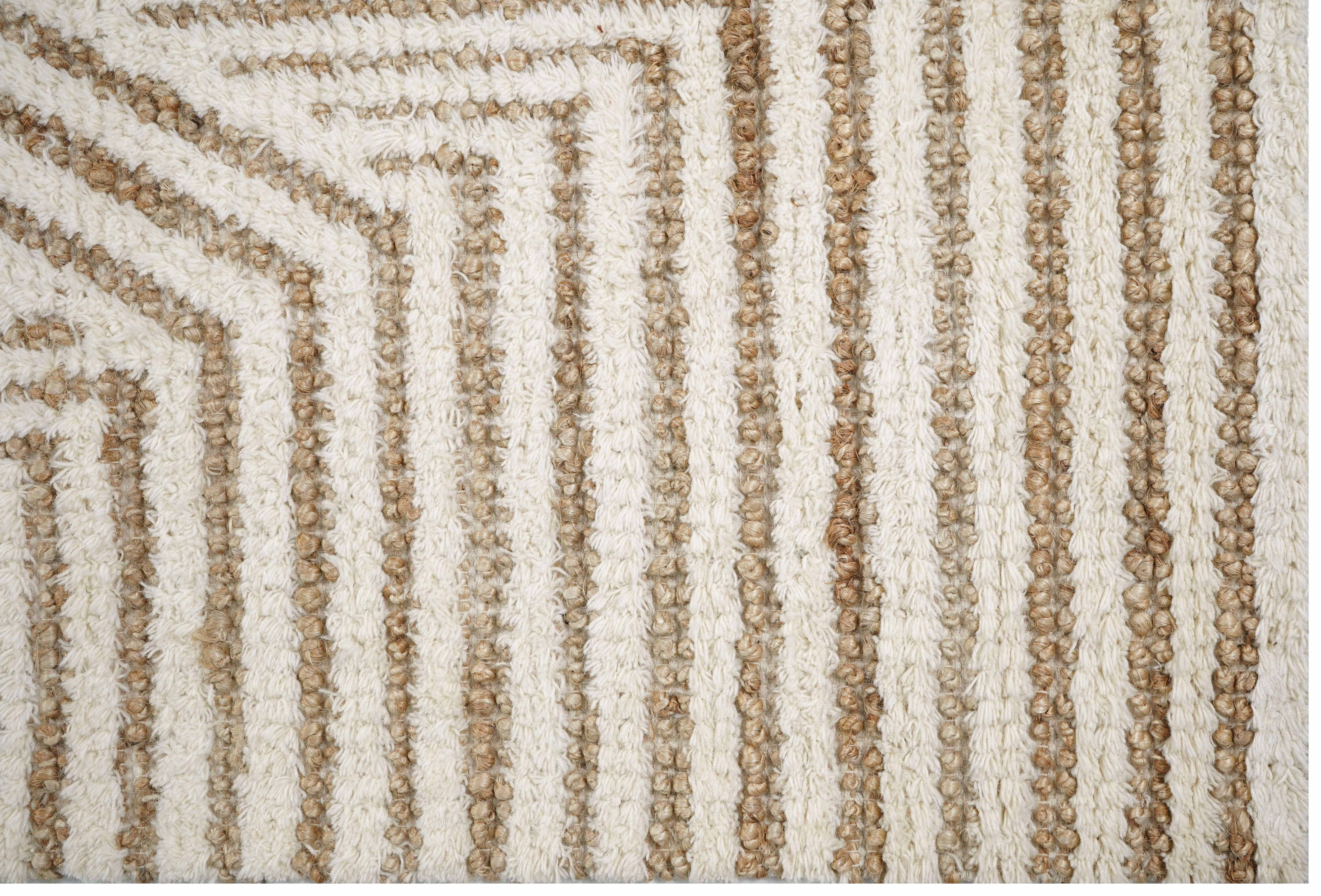 CREAM & BROWN SPIDER WEAVE RUG