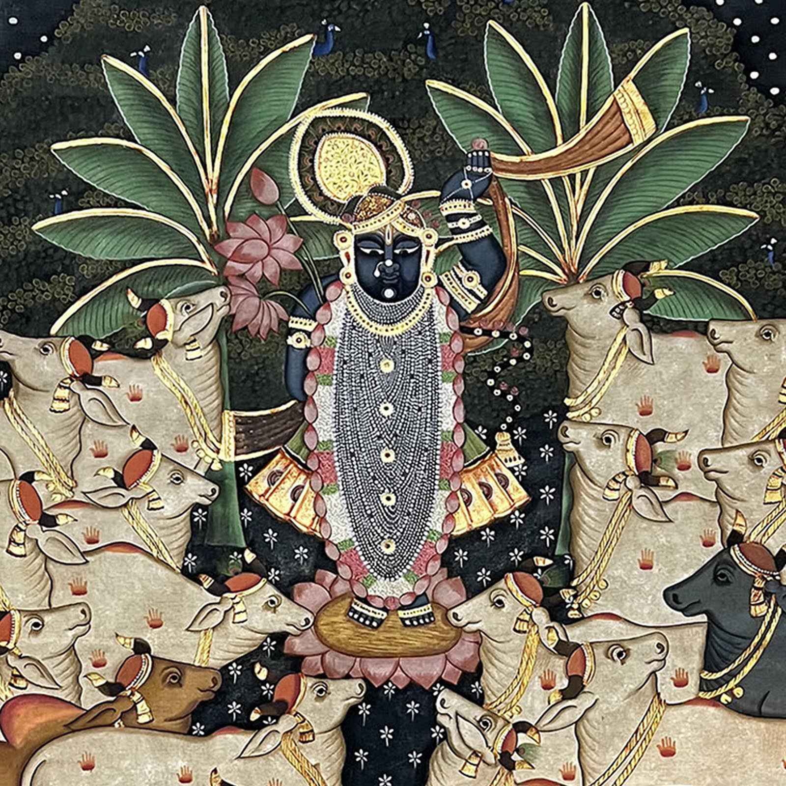 Antique Lord Shrinathji with Cows