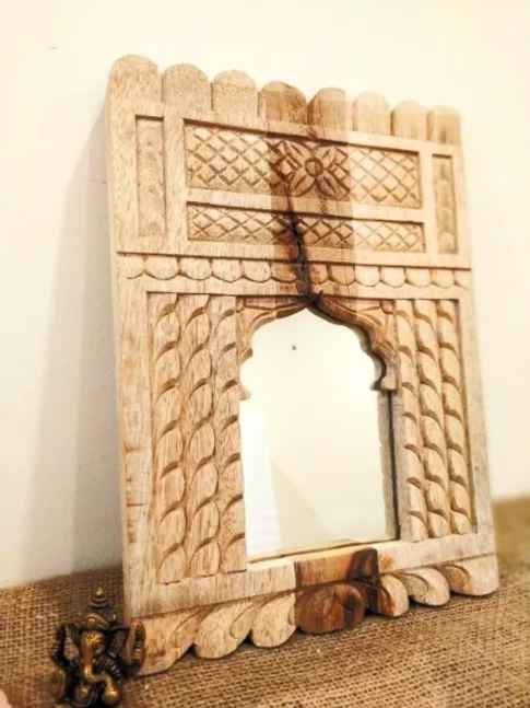 The Sangaria Raw Wood Temple Mirror