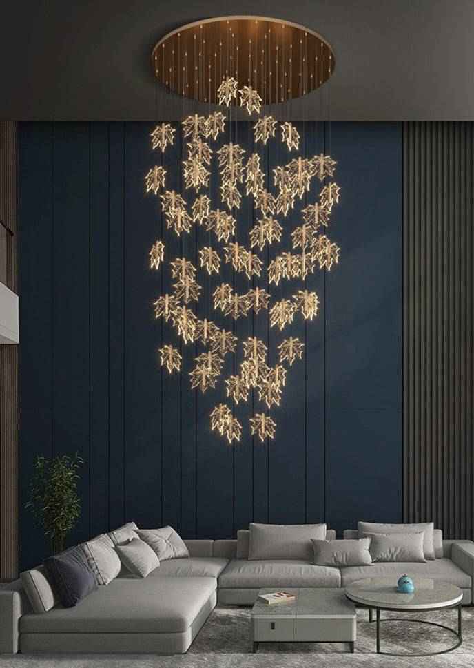 Gold Leaf Stair Chandelier