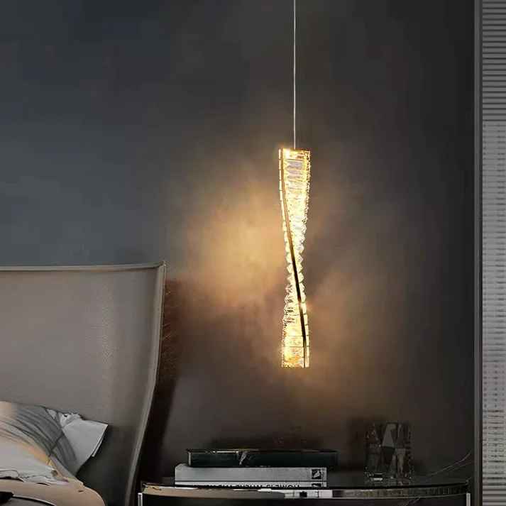 Gold Crystal Long Pendant Light