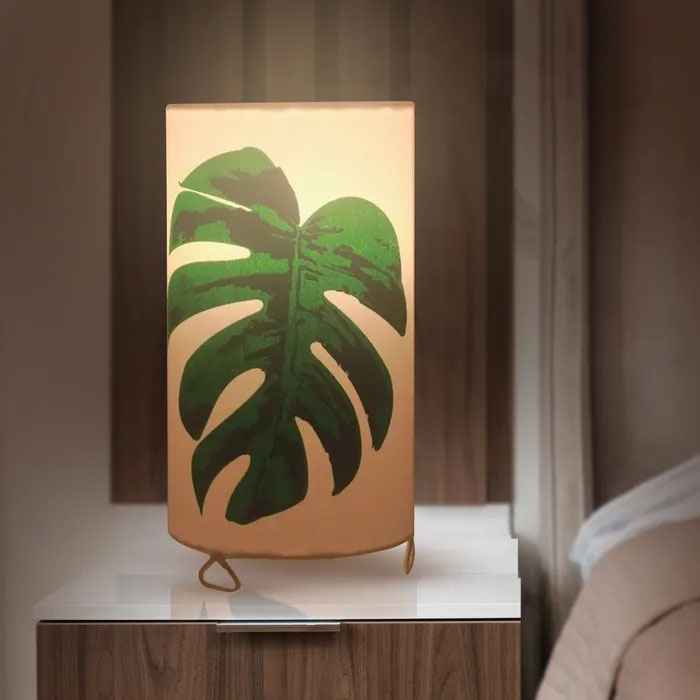 Round Green Foliage Table Lamp