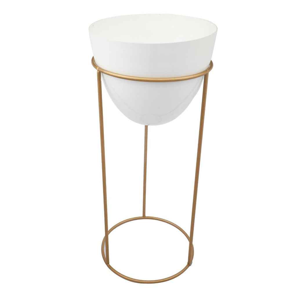 Golden White Capsule Metal Planter Set