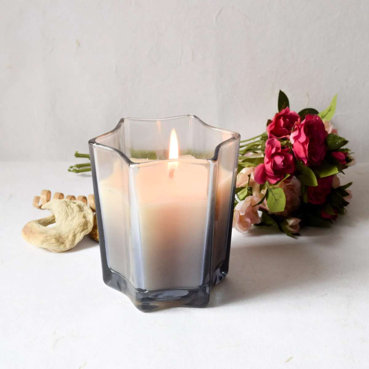 Starburst Smoky Glass Candle - Large