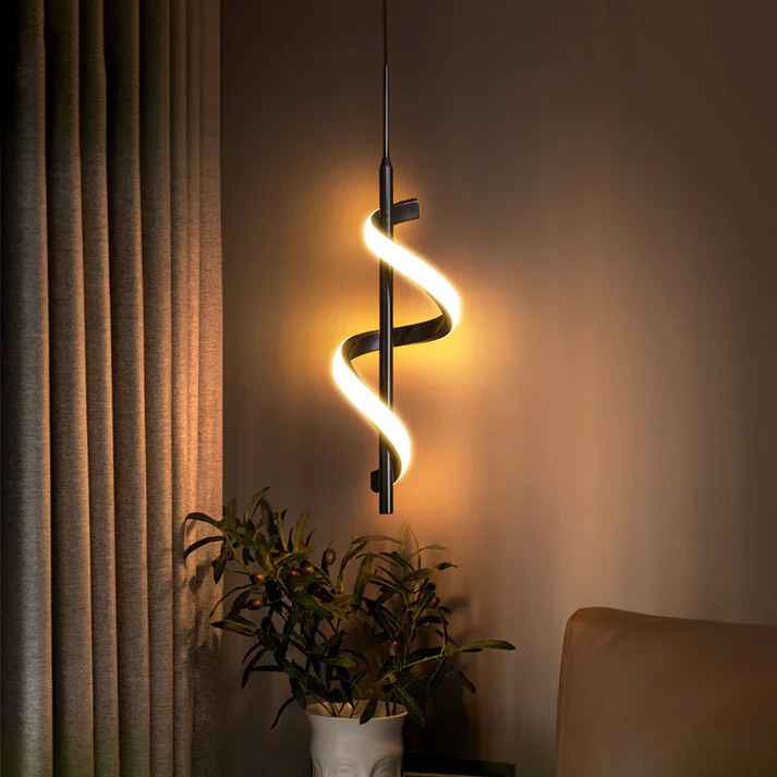 Led Curl Island Pendant Light Black