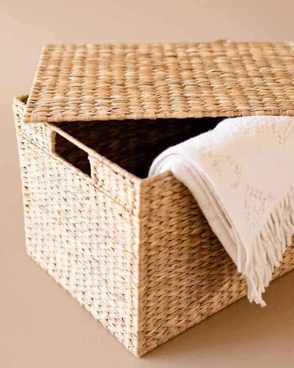 Rectangular Wicker Basket with Lid