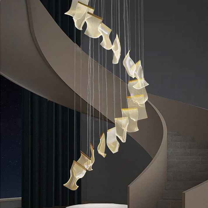 Big Curvy Plate Stair Chandelier