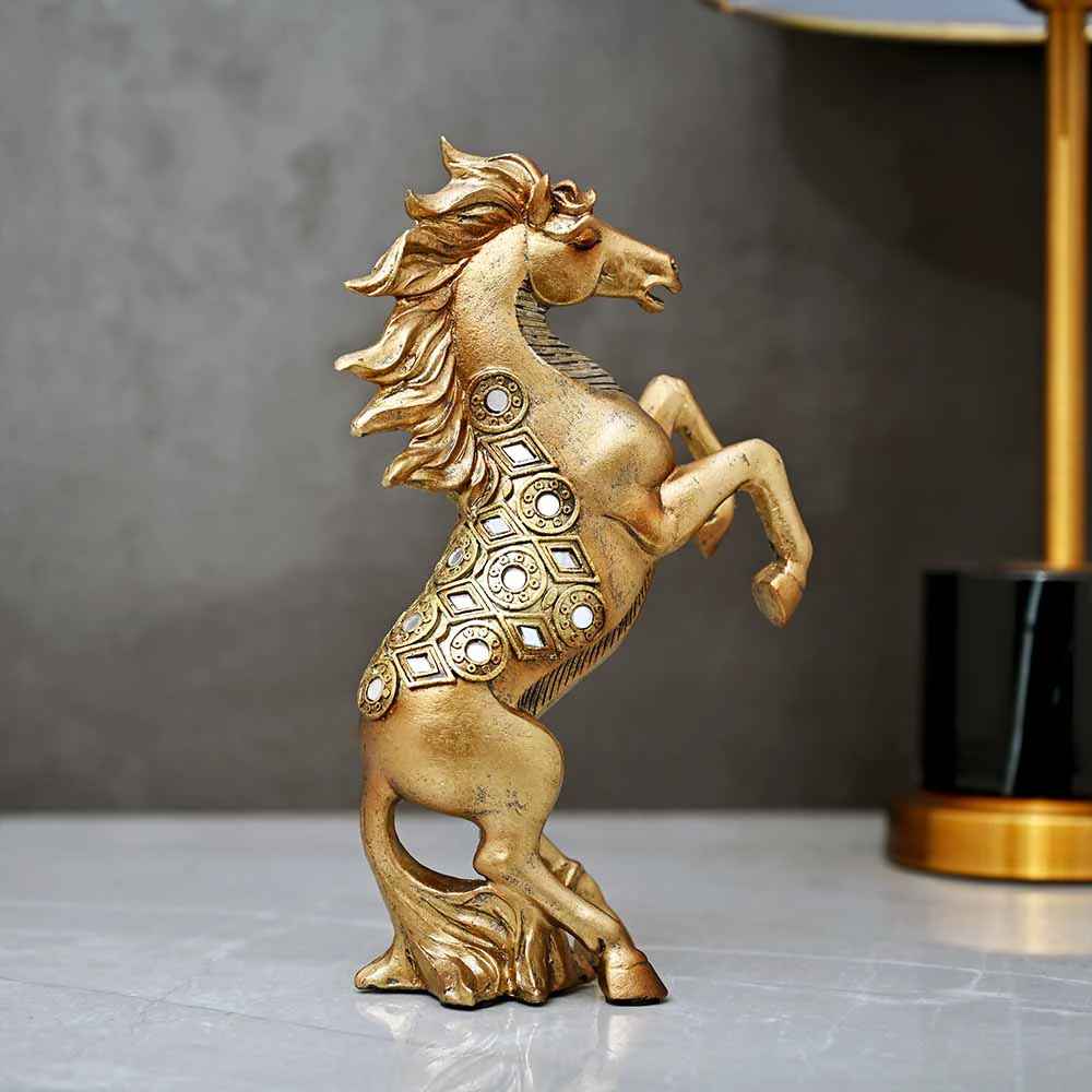 Antique Gold Horse Sculpture