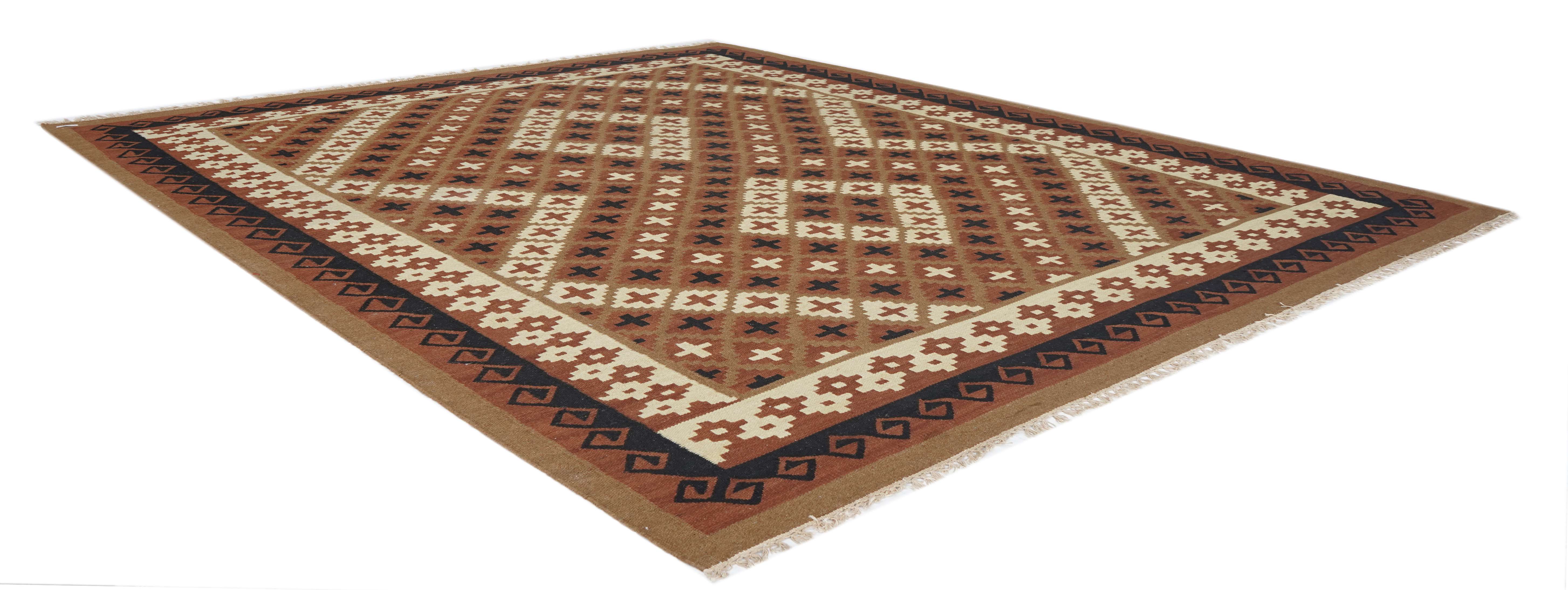 BROWN CREAM MULTI DIAMOND RUG