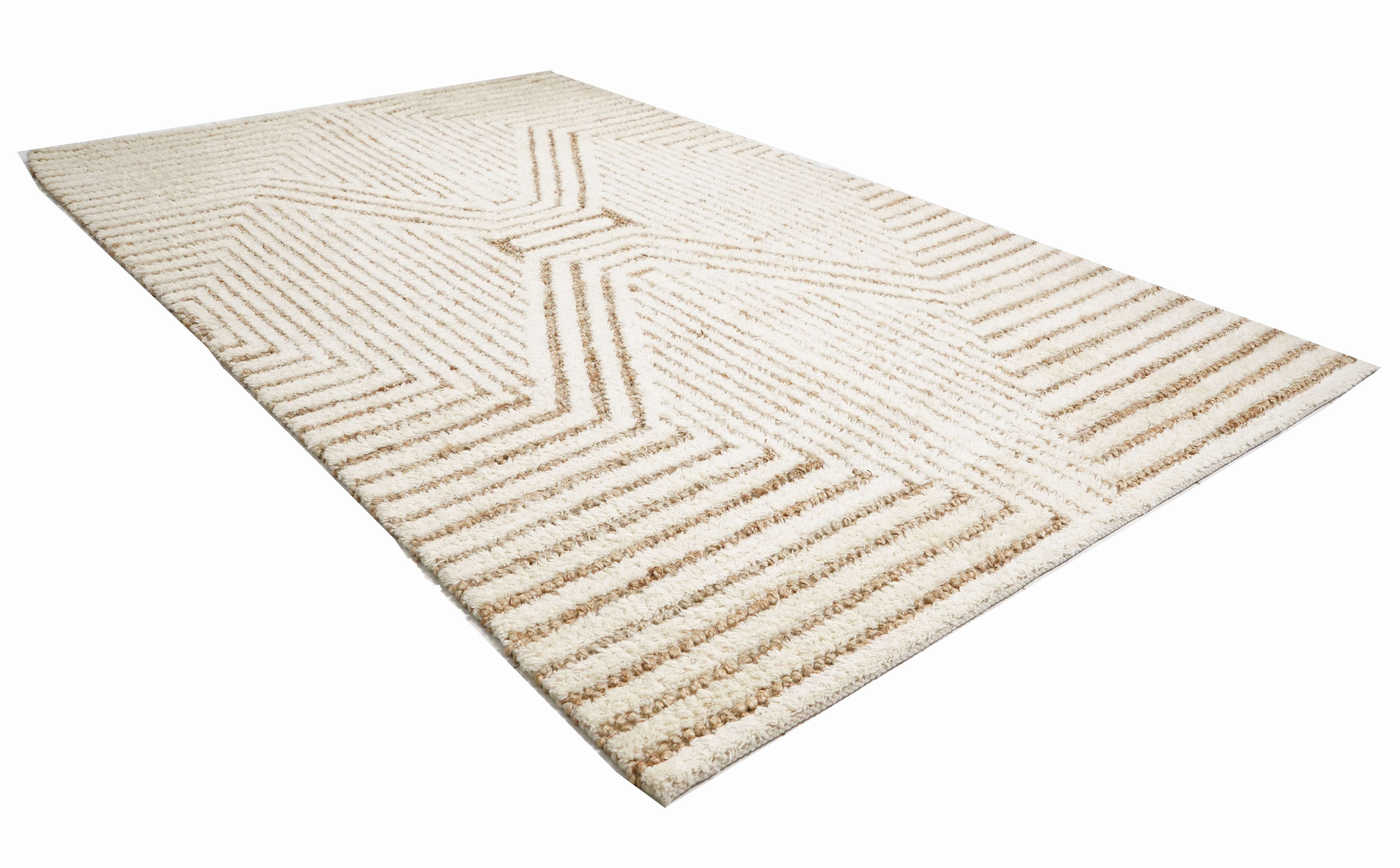 CREAM & BROWN SPIDER WEAVE RUG