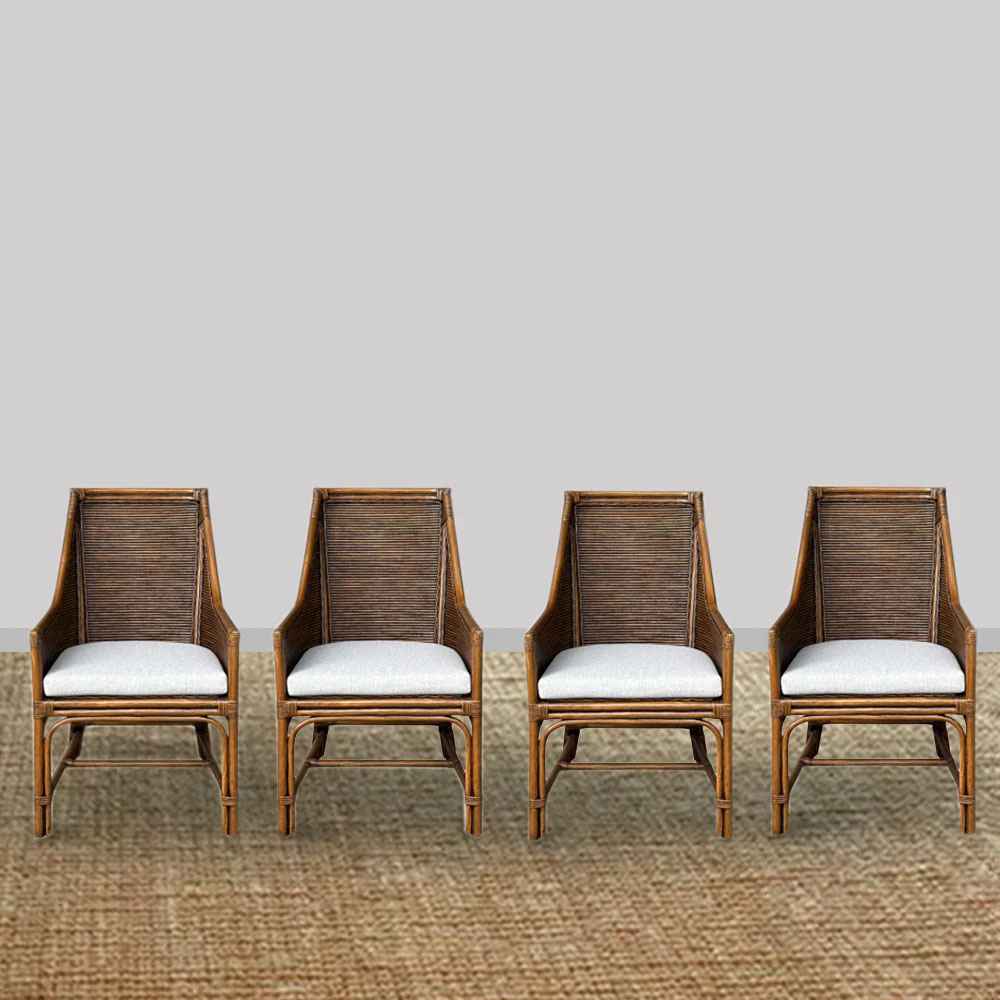 Driftwood Rattan Carver - 4 Chair Set in Brown Wash