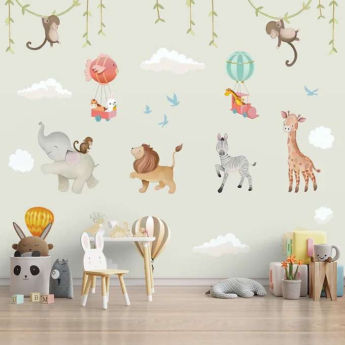 Marching Animals on Rope Theme for Kids Room