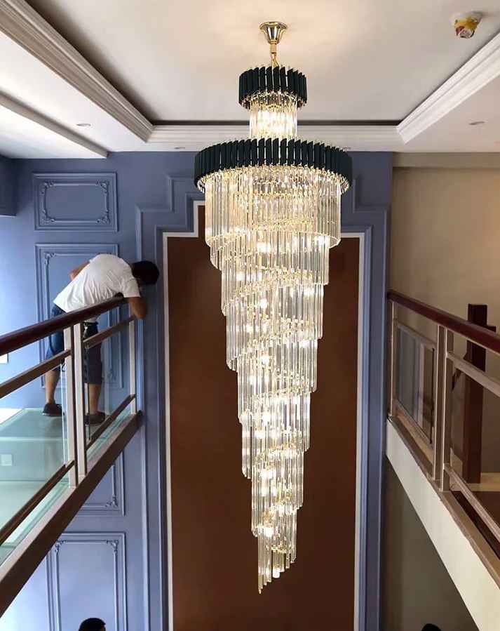 Luxury Modern Crystal Double Height Chandelier