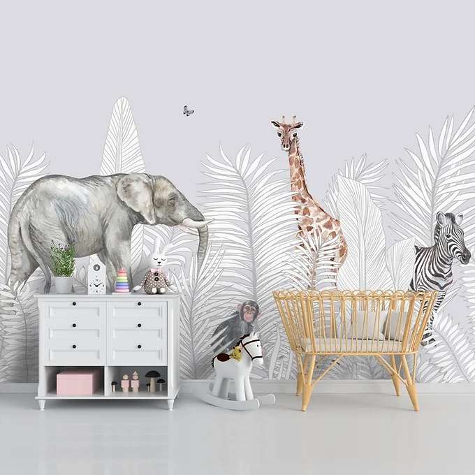 Alphabets with Animals Wallpaper Design for Kids Room