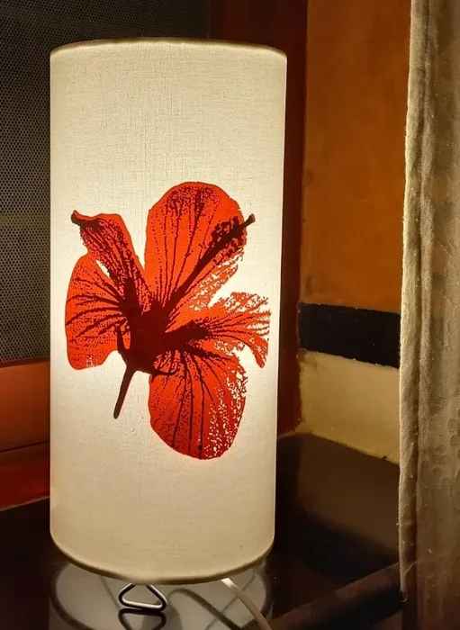 Round Red Hibiscus Table Lamp