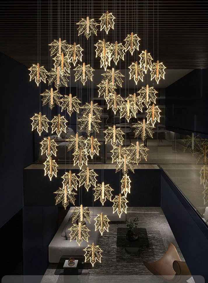 Gold Leaf Stair Chandelier