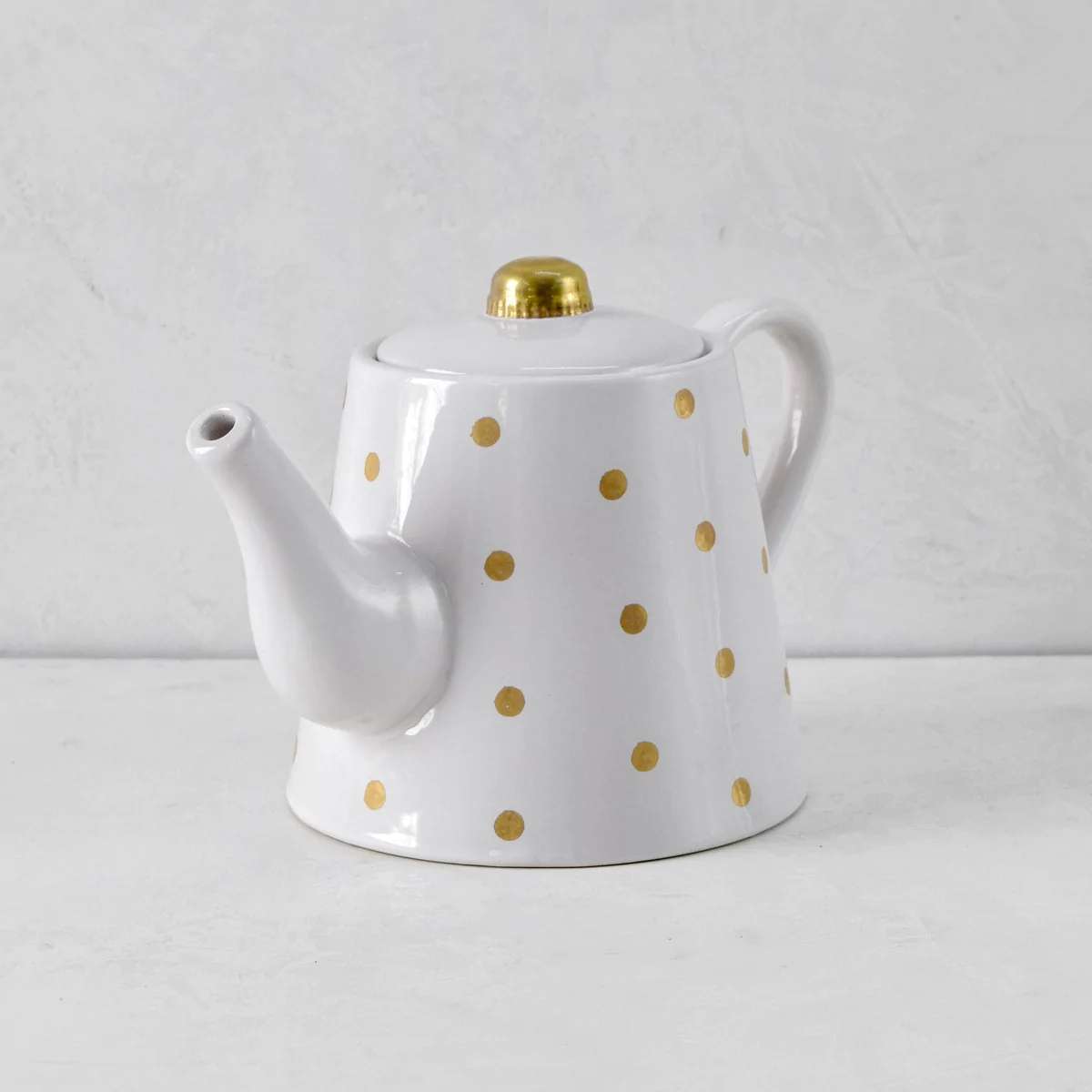 Esmira Golden Polka Dots Ceramic Teapot